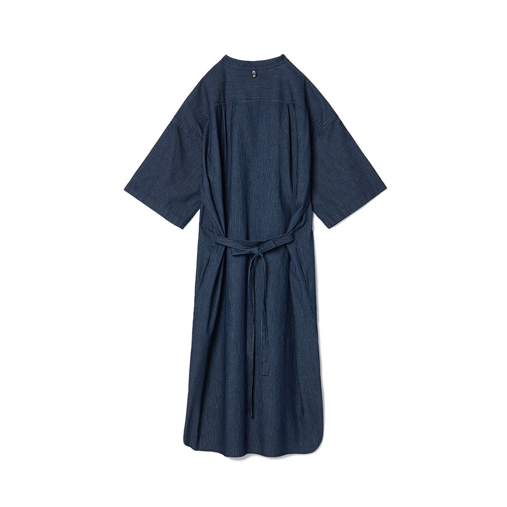 Loop Button Washed One-Piece Deep Blue