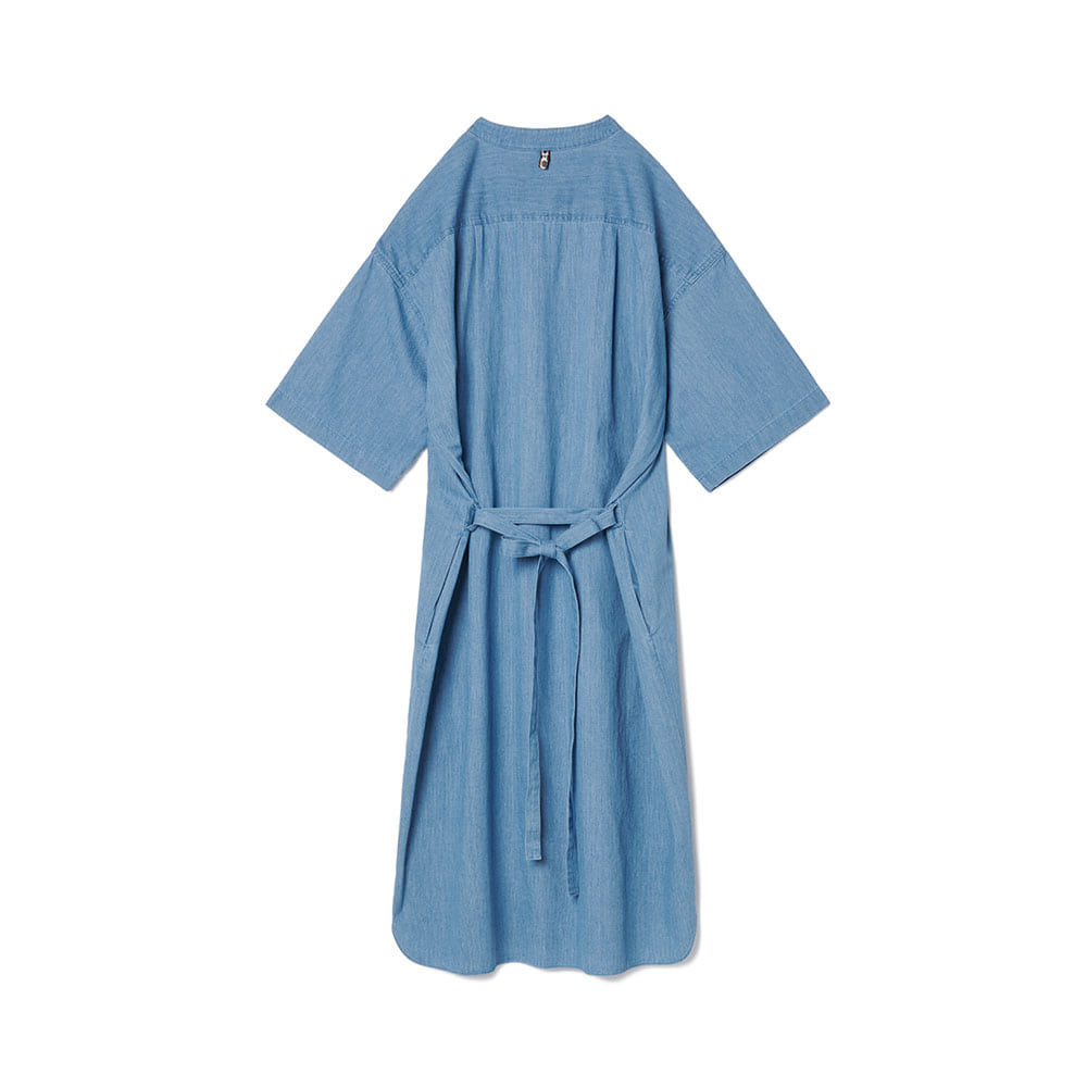 Loop Button Washed One-Piece Light Blue