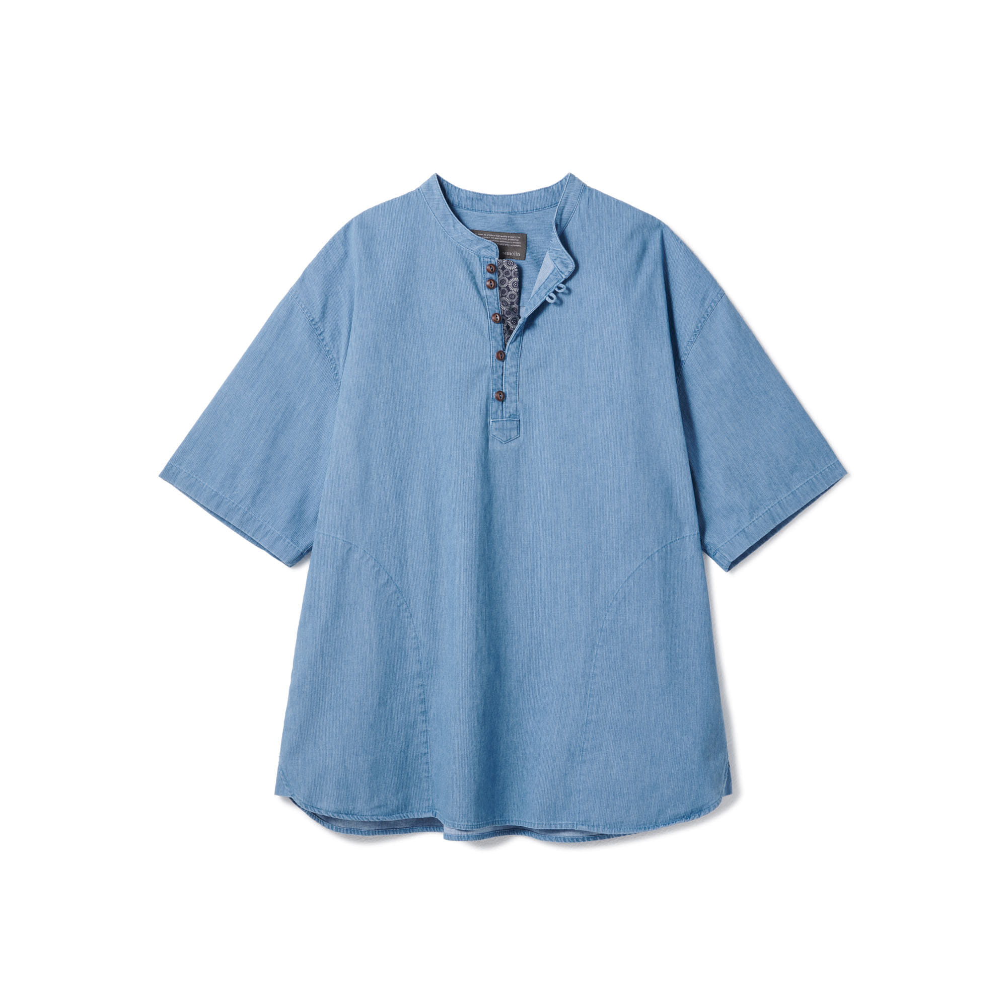 [Restock] Loop Button Washed Half Shirts Light Blue
