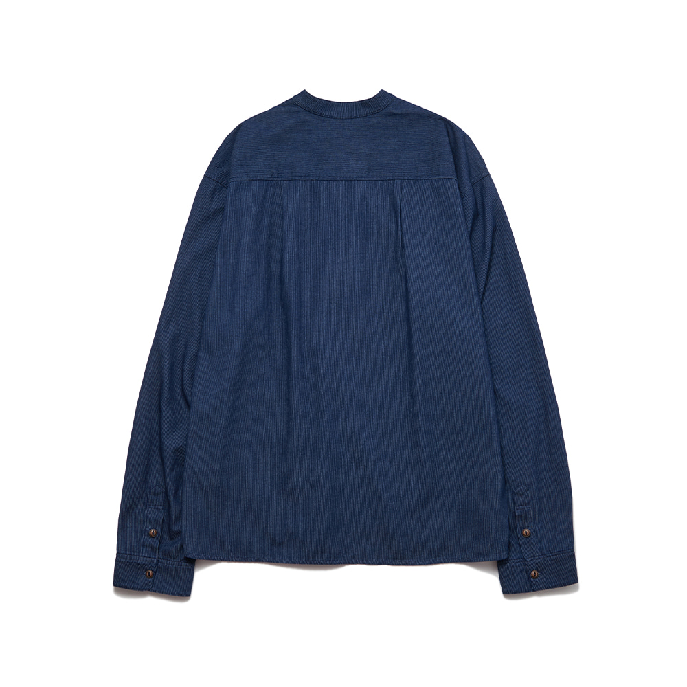 Loop Button Washed Shirts Deep Blue