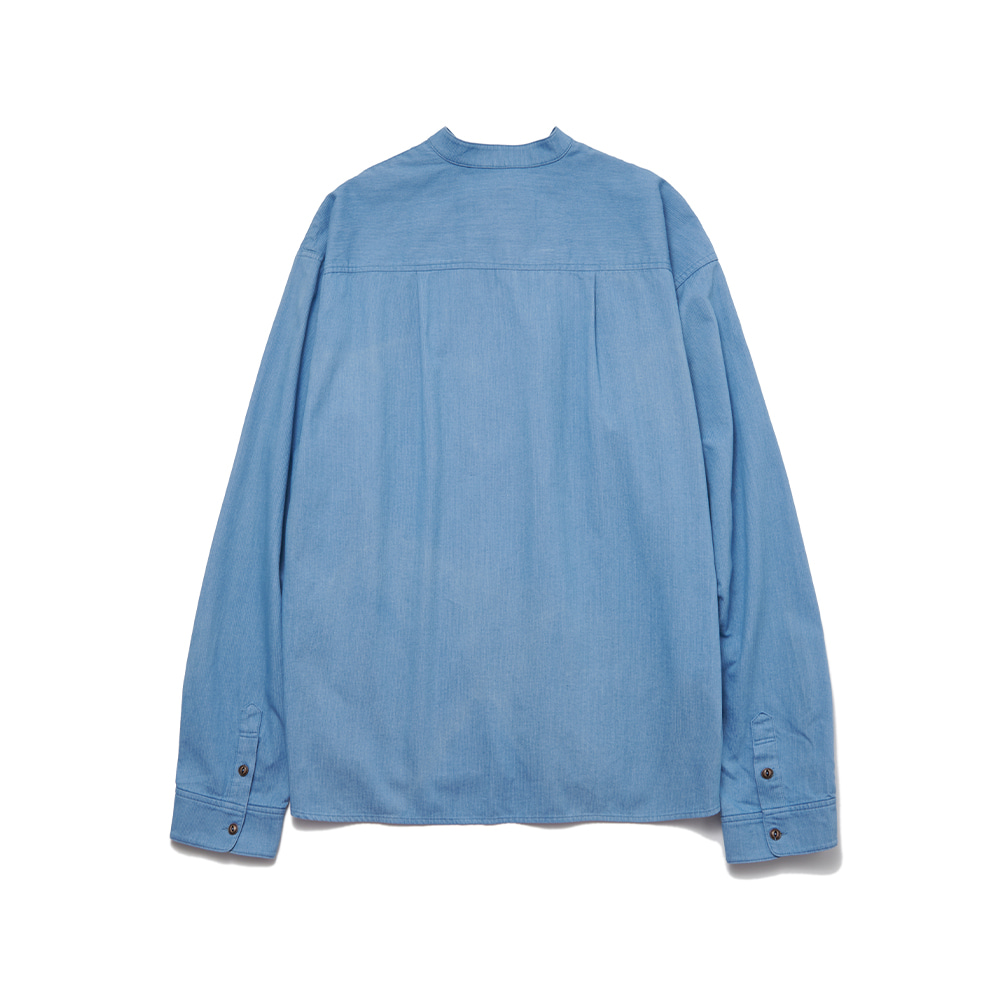 Loop Button Washed Shirts Light Blue