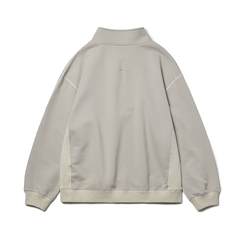 Shoulder Split Half Zip Sweatshirts Solid Blend