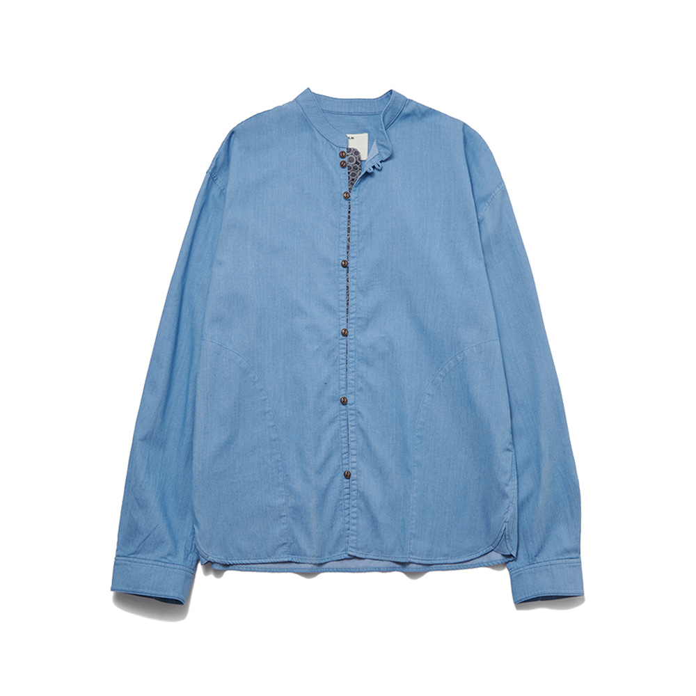 Loop Button Washed Shirts Light Blue