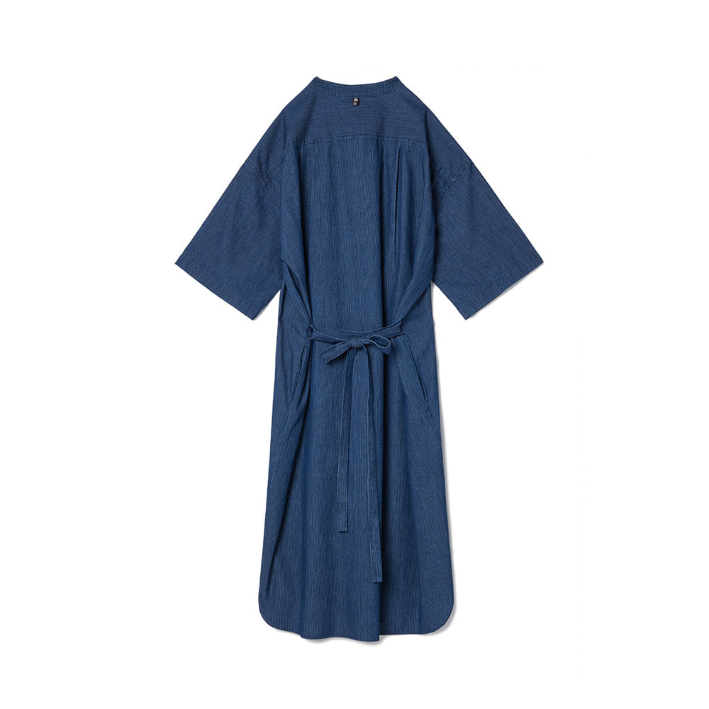 Loop Button Washed One-Piece Middle Blue