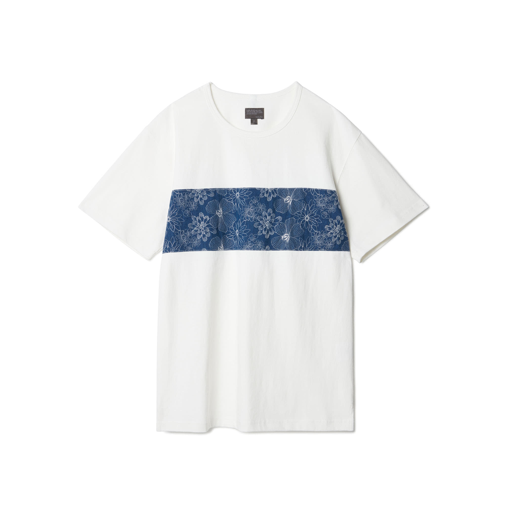 Flower Embroidery Block T-shirts White