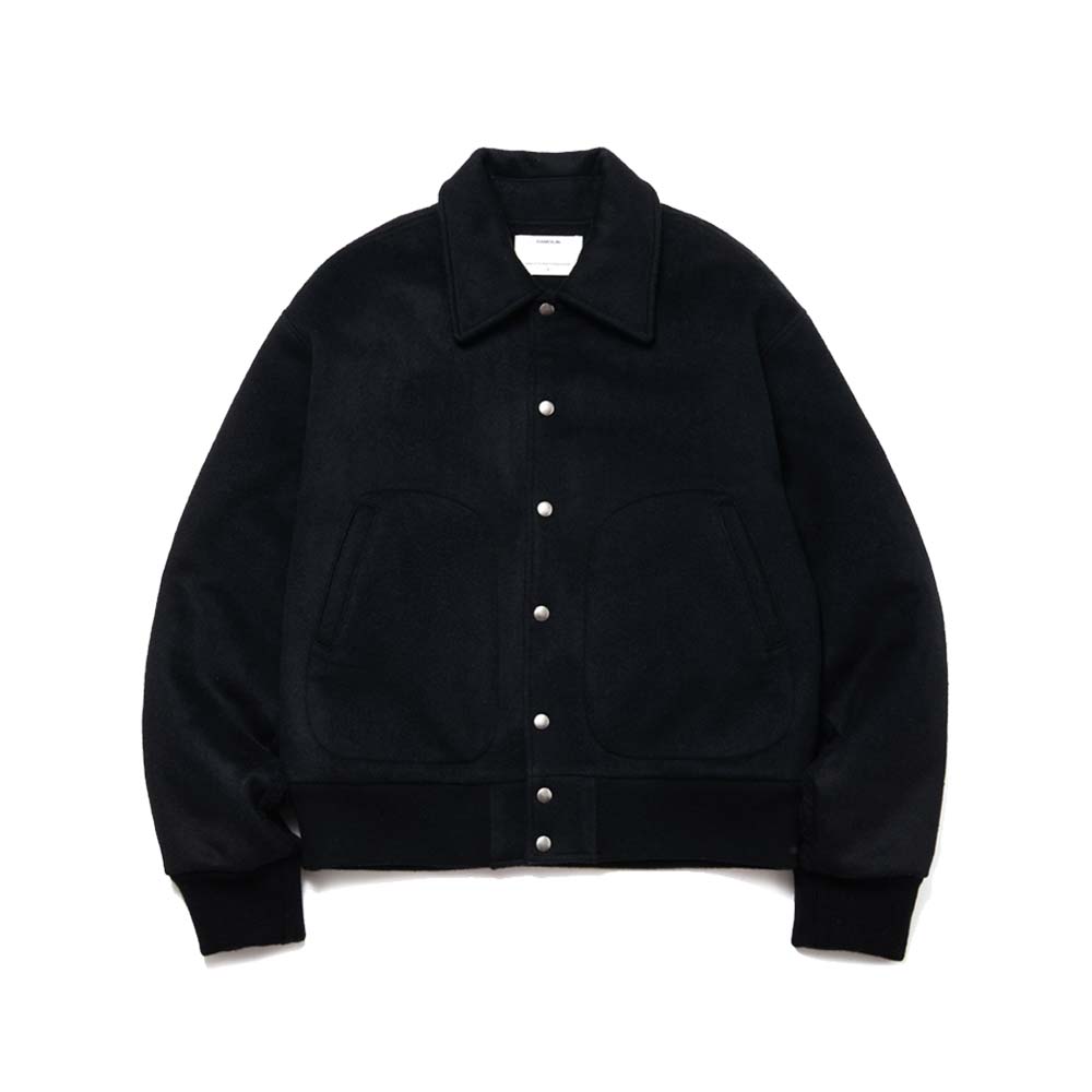 Knit Blended Wool Varsity Jacket Black