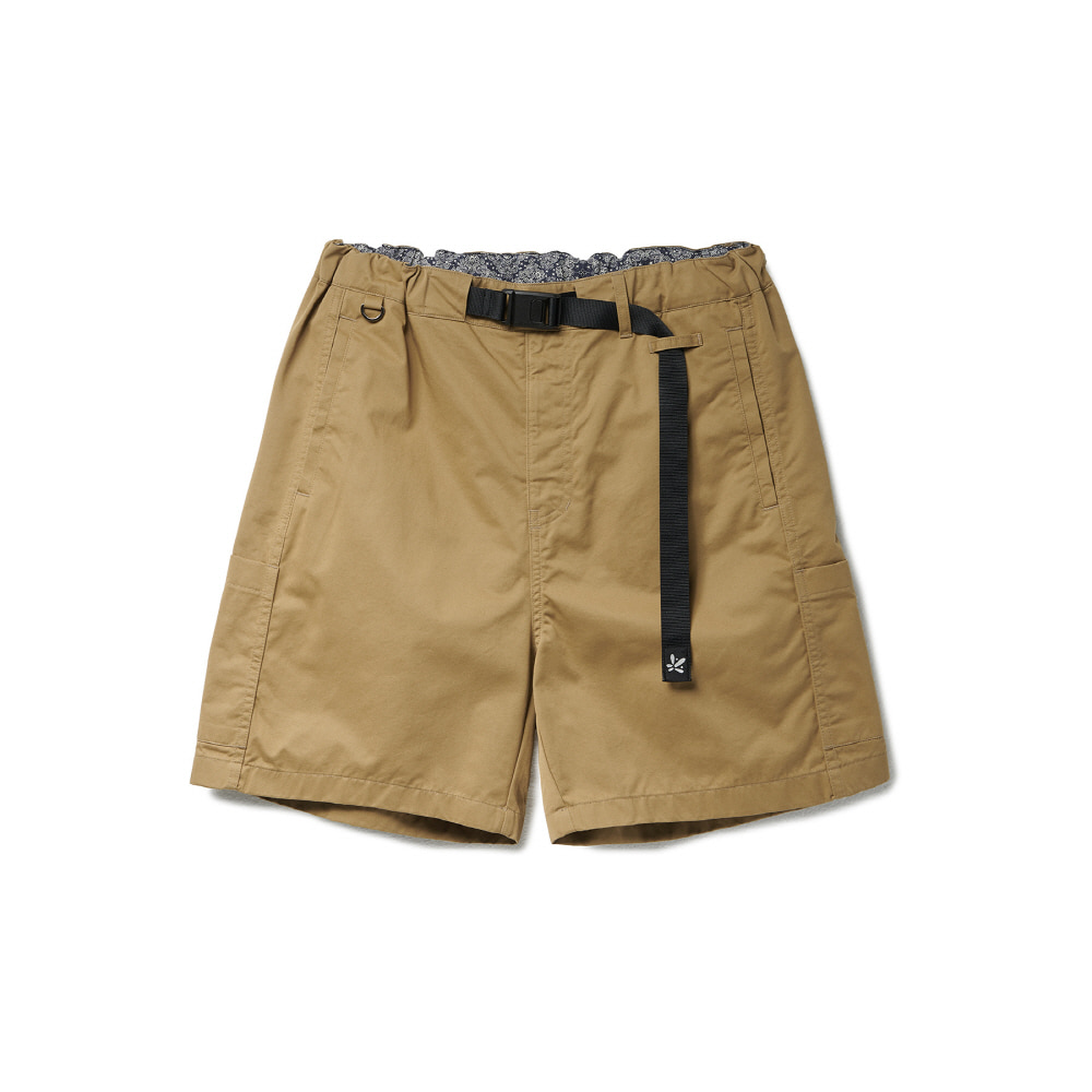Side Split Nylon Shorts Beige