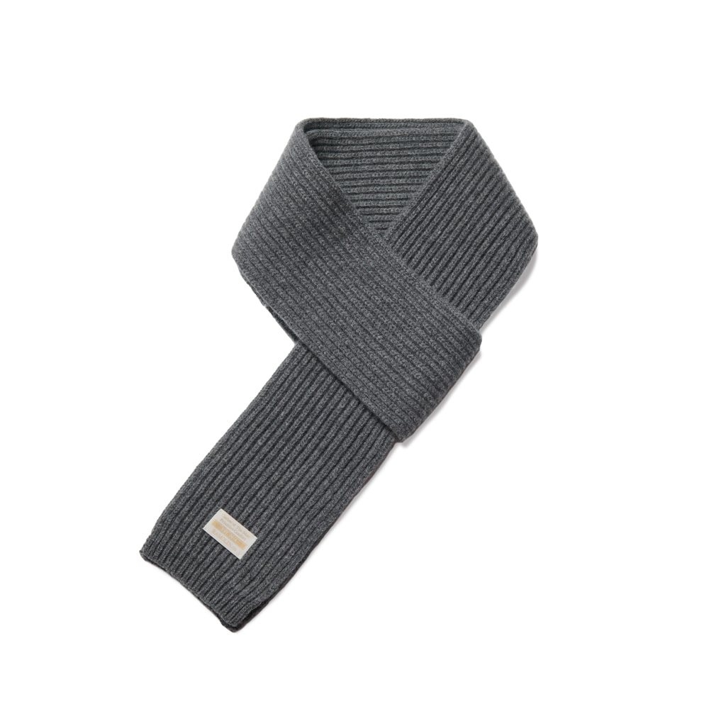 Wool Knit Muffler Dark Gray